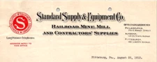 1913 STANDARD SUPPLY EQUIPMENT CO RAILROAD MIN MILL CONTRACTOR SUPPLY PITTSBURG