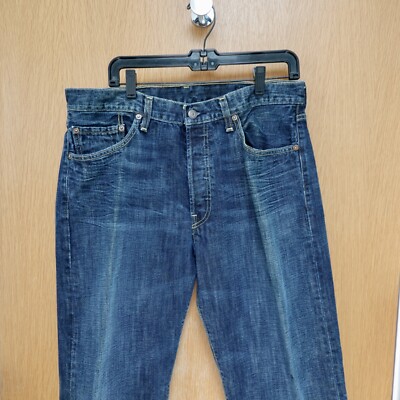 Levis 501 Jeans Mens 36x30 Medium Wash Straight Leg Regular Leather Back Patch
