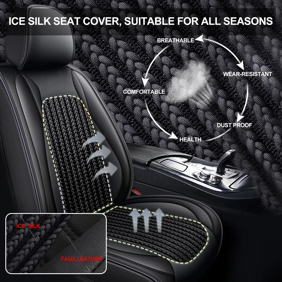 Car 5 Seat Covers Front & Rear Faux Leather For Nissan Maxima 2011-2023 Black Foto 4 de 4