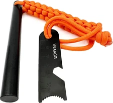 Flint and Steel Fire Starter Kit Survivor, 3/8" 1/2 Inch Ferro Rods 