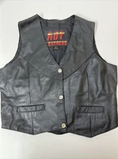 Used MEDIUM “Hot Leathers” Leather Black Vest Robison Harley Davidson AMF