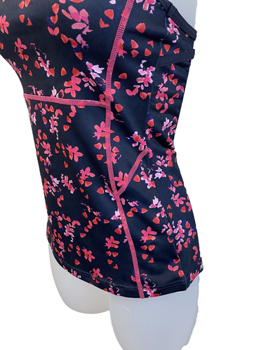 Joules Activewear Small UK 6 - 8 black & pink floral ladies racerback vest top - Picture 7 of 11