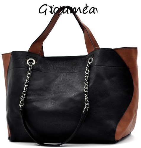 BORSA DONNA ELEGANTE CAPIENTE SACCO HOBO CATENA SPALLA MANO TRACOLLA PELLE - Foto 24 di 34