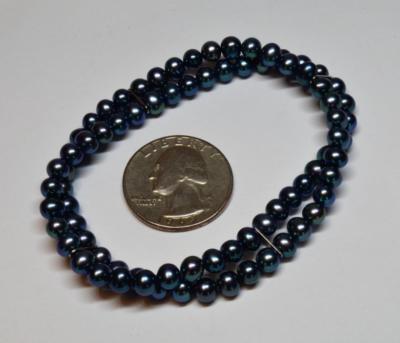 2 Strähnen Blau Luster Kunstperlen 6.3cmd Stretch Armband