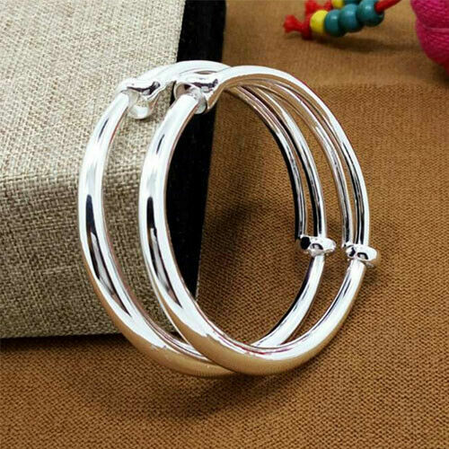 925 Sterling Silver Bangle Bracelet Women Costume Charm Jewellery Lady Love Gift - Picture 16 of 17