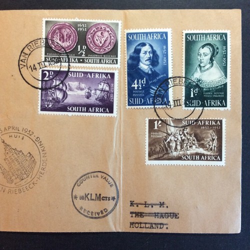 BroadviewStamps Air mail KLM cover, Netherlands to South Africa. Folded. Rare. - Bild 2 von 4
