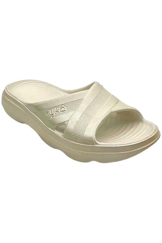 Ryka Women's Cross Band Recovery Slide Sandals Refresh White Pearl