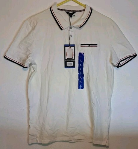 Ben Sherman Men's Short Sleeve Pocket Ribbed Polo (White Large)NWT