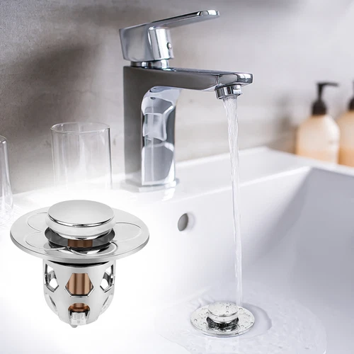 Universal Bathroom Sink Stopper Drain Filter Wash Basin Core Bounce Pop Up Plug - Picture 9 of 9