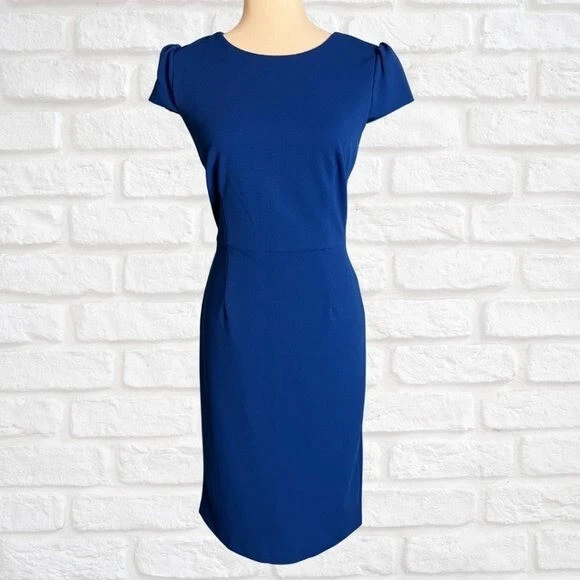 Betsey Johnson Royal Blue Sheath Dress Cap Sleeves Size 6 Career Professional