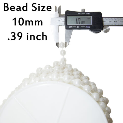20 Yards Stringed Faux Pearls Large 10mm Shiny White Beads Garland 60 Foot Spool - Picture 4 of 5