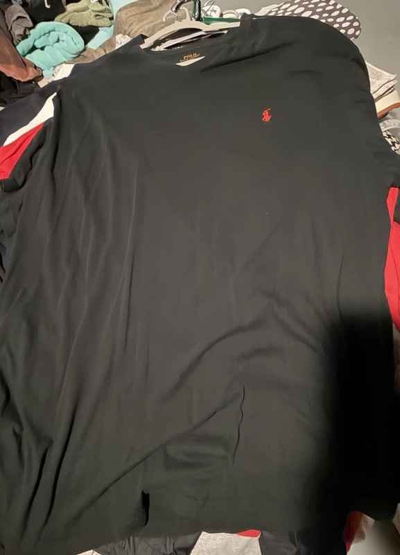 Polo Ralph Lauren Men's Black Crew Neck Short Sleeve T-Shirt 2XL Red Logo