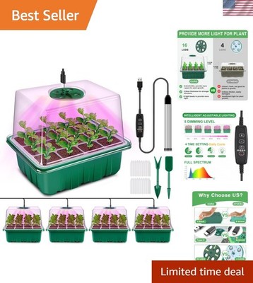 Seed Starter Tray with Grow Light, 4 Pack Seed Starter Kit with Timing Contro...