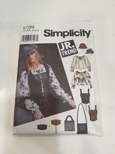 Simplicity Jr. Trend Size AA 3/4 Pattern 5799 Renaissance Costume Blouse Corset
