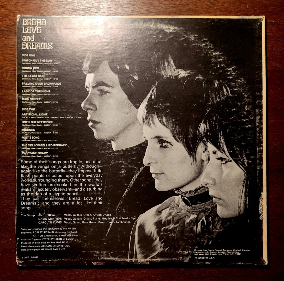 BREAD, LOVE AND DREAMS Self Titled 1969 US 1st Press London PS 566 Stereo Rare! - Image 2 of 4