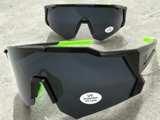 Oversized Retro Sporty Biker Baseball Fishing Wrap SUN GLASSES Large Black Frame