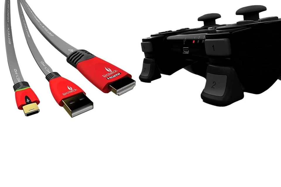 Gioteck USB Ladekabel HDMI-Kabel Schulter-Tasten Caps für Sony PS3 Controller - Bild 2 von 4