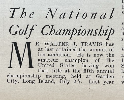 Miglior giornale 1900 WALTER TRAVIS VINCE 1° MAGGIORE CAMPIONATO DI GOLF AMATORIALE USA - Foto 3 di 5