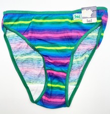 Vintage Y2K L.E.I. Girls Cotton Green Stripe Panties Size Small