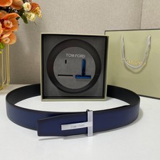 Authentic Tom Ford Reversible Leather T-Buckle Belt Luxury Designer Fashion
