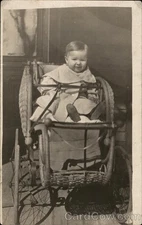 Babies Child Baby Carriage Original Vintage Real Photo Postcard RPPC