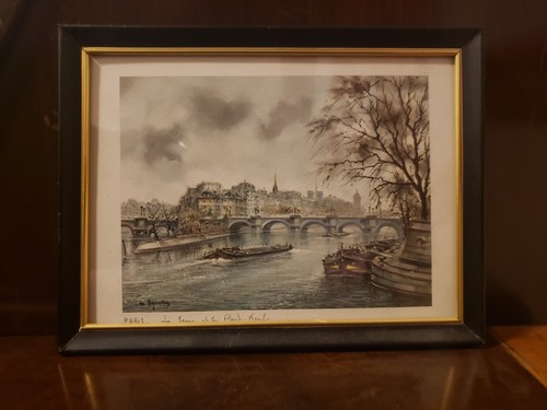 Framed vintage French Art Print Impressionist Style Paris