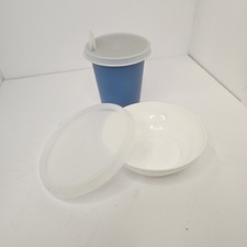 Tupperware Sippy Cup 7 Oz Blue  Small Bowl With Lid new 