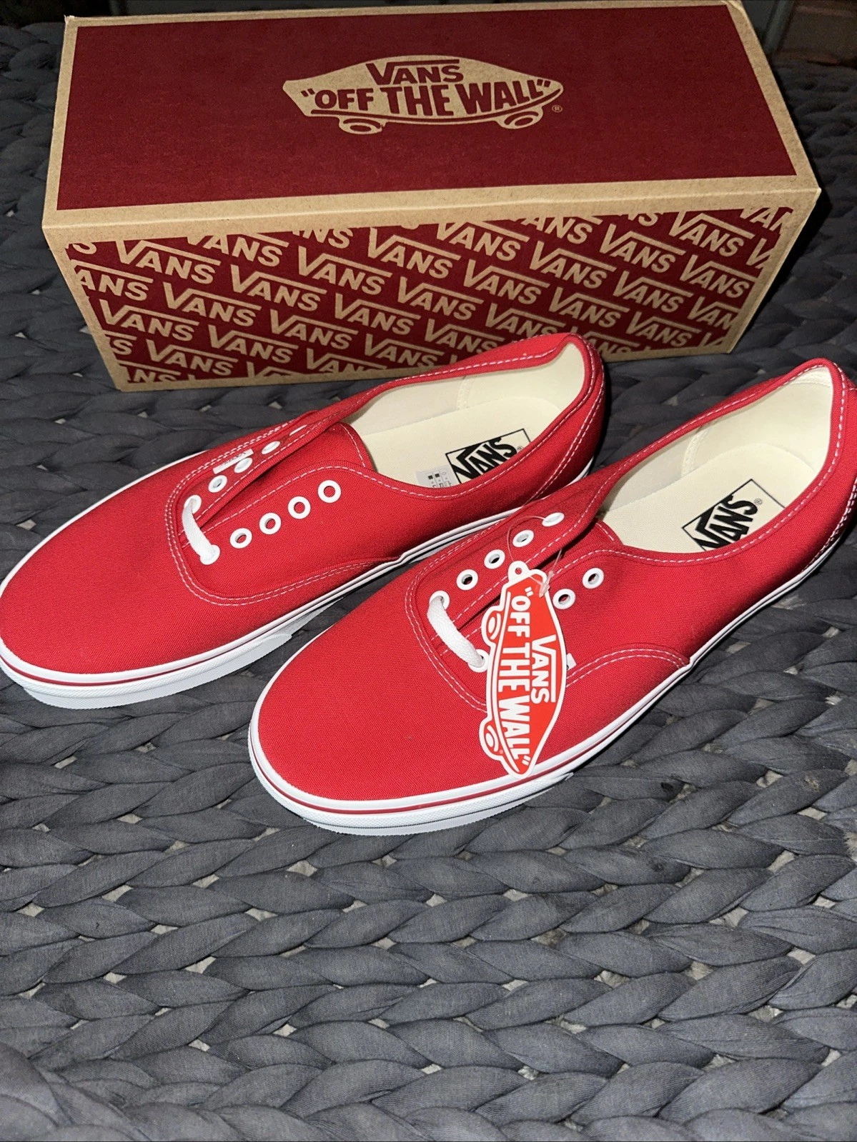 Vans Nuove Autentiche Sneakers Classiche Rosse Unisex Scarpe Tela Taglia 13