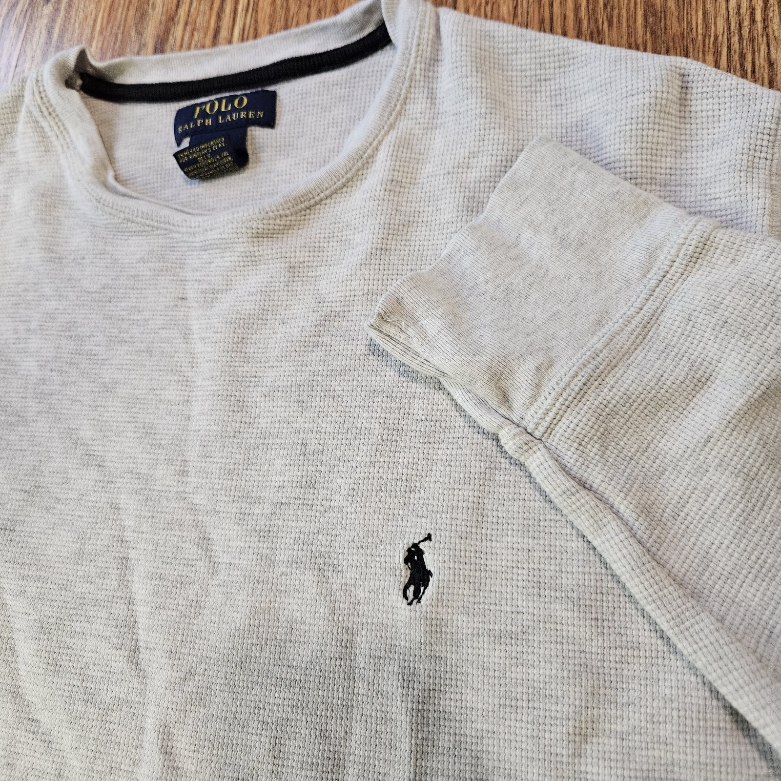 Polo Ralph Lauren maglia waffle camicia termica uomo XL bianca manica lunga logo pony
