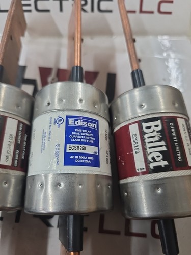 LOR OF 3 fusible à retard temporel neuf Bullet EDDISON ECSR250 RK5 250 Amp 600V - Photo 2/2