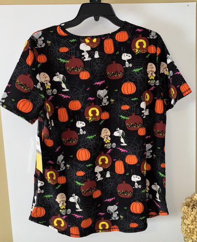 Top scrub medico donna Peanuts Snoopy Halloween moda taglia M - nuovo con etichette - petto 40" - Foto 6 di 7
