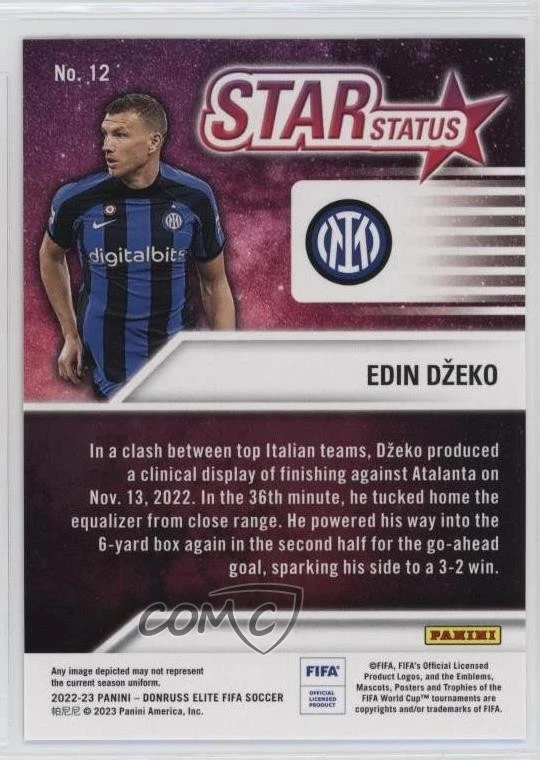 2022-23 Panini Donruss Elite FIFA Star Status Edin Dzeko #12 - Image 2 of 2