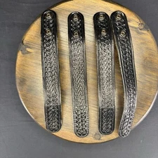 Black Basket Weave Leather Duty Belt Keepers, 8” With Hidden Double Snaps