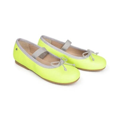 Manuela De Juan LYLA Yellow Leather Natural Trim Ballet Flat S2105