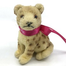 Steiff Young Lion Sitting Wool Plush 10cm 4in Early 1950s no ID Glass Eyes Vtg