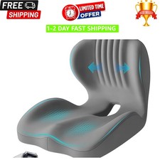L-Shaped Memory Foam Seat Cushion with Lumbar Support for Truck Drivers - Gray