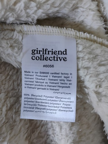 Recycled 'Girlfriend Collective' Soft Fleece Bomber Jacket M Beige BNWT - Picture 9 of 11
