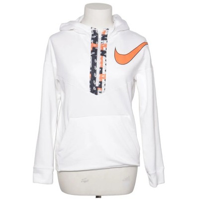 Nike, Kapuzenpullover, Größe: 147/158, Weiß/Orange/Schwarz, Polyester #AbA