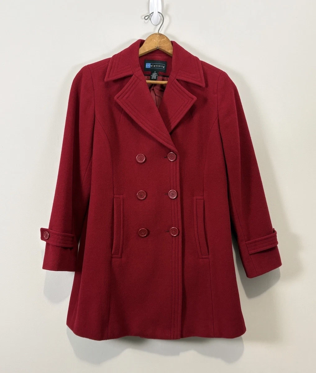 Relativity Pea Coat Solid Coats, Jackets & Vests for Women for