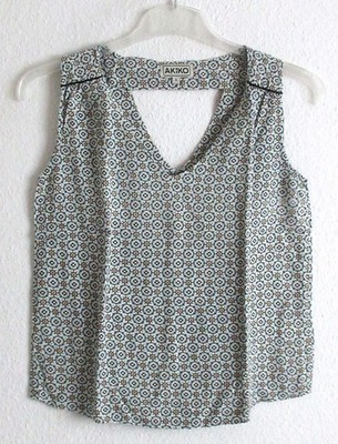 Akiko  Damen Bluse   /  Schlupfbluse  mit Cut-out  Gr. S  ~weiß/schwarz/petrol~