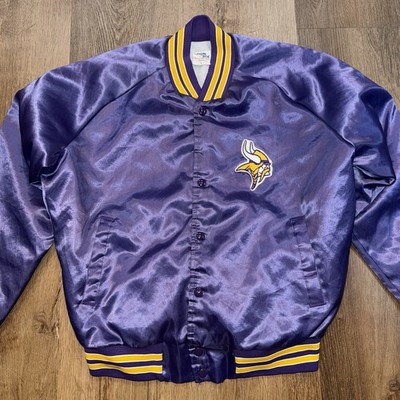 ジャケット・アウター M.N Minnesota Vikings Jacket Satin Chalk Line Bomber Coat Vintage 80s