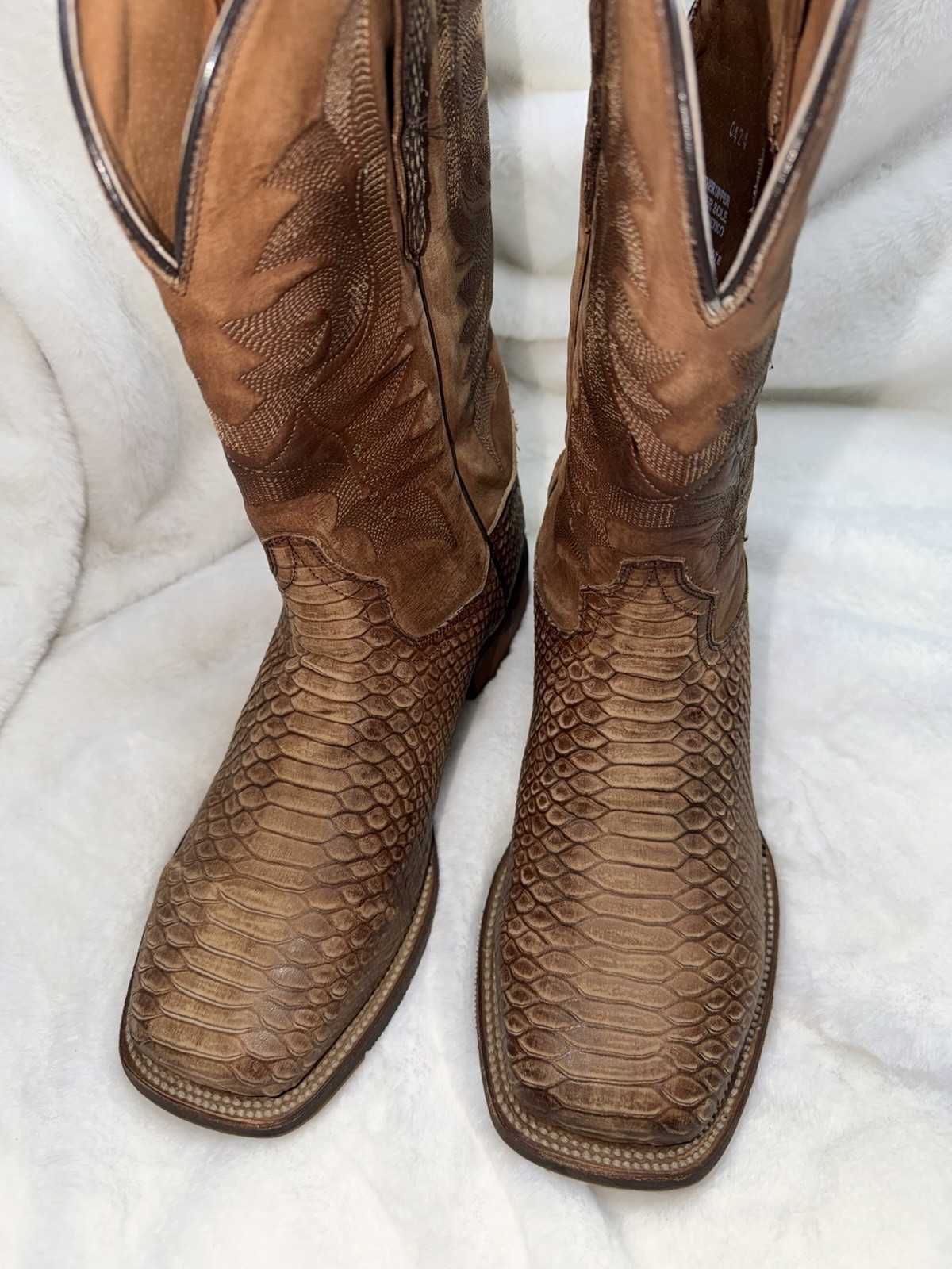 Dan Post Ka Men's Python Print Western Boot Brown… - image 5