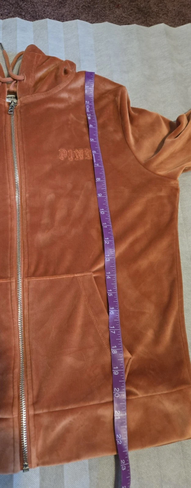 UNDERCOVER Felpa con cappuccio Victoria's Secret rosa velluto zip davanti arancione piccola