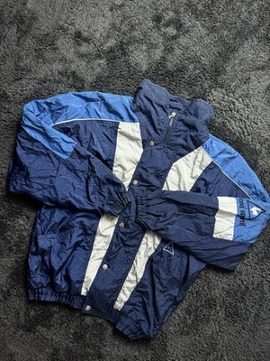 Vintage 90s Le Coq Sportif Windbreaker Jacket Colourblock Blue Silver Size M