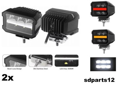 2x LED Zusatzscheinwerfer 25W 2200lm Osram Fernlicht Weiß/Orange Blinklicht ECE