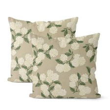 Beige Spring Pillow Covers 18x18 Inch 2 18" x 18" Pack of 2 Beige Hydrangea