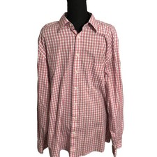 Stafford Mens Button Front Dress Shirt Sz 17 36-37 Pink Reg Fit Long Sleeve