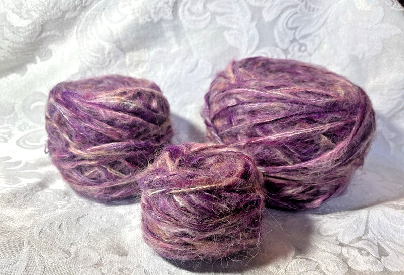 Mohair Blend Unlabeled Yarn Variegated Maroon/Pink/White 14 Cakes
