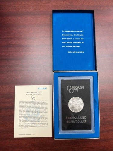 1883 Carson City Uncirculated Morgan Silver Dollar with Box & Certificate