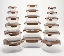 LocknLock Multi-Shape Nestable Food Storage Set w/ Lids 18-Pc K92659 CHOC BROWN
